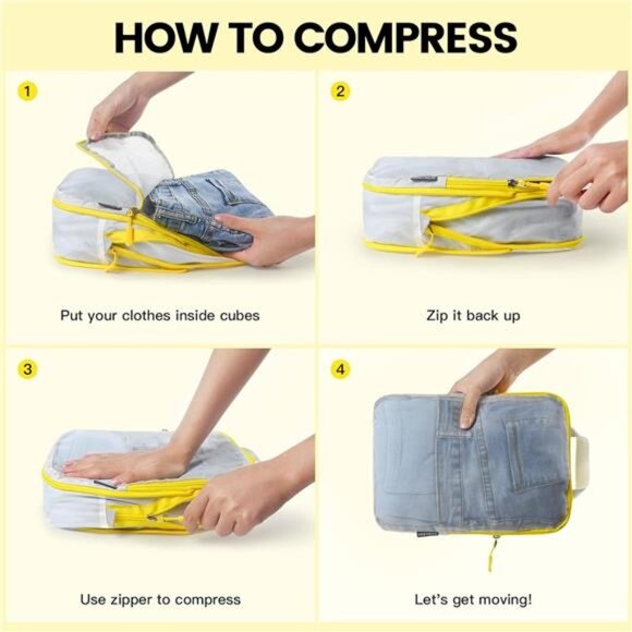 Premium Compression Packing Cubes with See Through Mesh for Suitcases - Picture 4 of 8